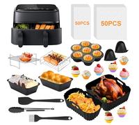 Hot Air Fryer Accessories for Philips Airfryer Dual Basket 3000 Series 6L + 3L, 22 pezzi Airfryer Silicone Mould Accessory Set - Cooking Grate, Cake Bread Mould for Philips Airfryer Dual Basket