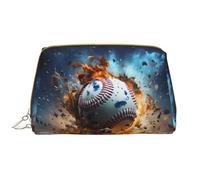 Hot Baseball Makeup Bag Donne - Grande CapacitàTravel Cosmetic Bag PU Pelle Zip Pouch Portatile Ampio Organizzatore Aperto