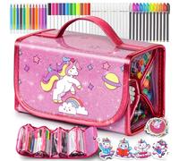 Hot Bee Unicorno Bambina Regalo, Astuccio Unicorno Bambina, Baligetta Colori per Bambini, Pennarelli Lavabili per Bambini, Colori per Bambini, Valigetta Colori Bambina, Valigetta Pennarelli