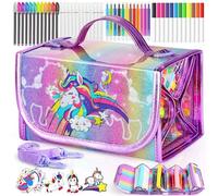Hot Bee Unicorno Bambina Regalo, Astuccio Unicorno Bambina, Baligetta Colori per Bambini, Pennarelli Lavabili per Bambini, Colori per Bambini, Valigetta Colori Bambina, Set Cancelleria Bambina