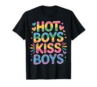Hot Boys Kiss Boys Orgoglio Queer LGBTQ |- Maglietta