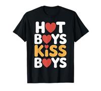 Hot Boys Kiss Boys Orgoglio Queer LGBTQ |- Maglietta