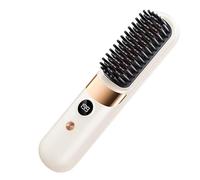 Hot Brush Straightener - Portable Heated Hair Comb, Cordless Rechargeable Styling Tool with Adjustable 4 Heat Settings, Safety Auto Power Off Feature, Ideal for Travel Apartment College Dorm Vacation