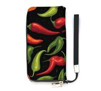 Hot Chili Pepper - Portafoglio sottile da donna con pochette da polso, porta carte di credito, Stile:, 20x10.5cm
