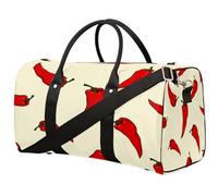 Hot Chilli Borsone da viaggio Red Peppers Sport Tote Borsa da palestra pieghevole Weekender Pernottamento Bag Bagagli per donne uomini, Peperoncino piccante, 17.4(L) x 8.3(W) x 9.5(H) inch