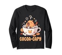Hot Chocolate Capybara Cozy Winter Kawaii Art Maglia a Manica