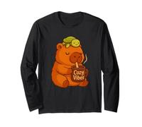 Hot Chocolate Capybara Kawaii Aesthetic Cozy Vibes Maglia a Manica