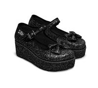 Hot Chocolate Design Chocolaticas Mary Jane - Scarpe Basse da Donna, in Tela, stravaganti, Glitter Nero., 38 EU
