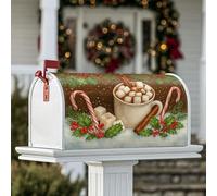 Hot Cocoa - Coperture magnetiche per cassetta postale, motivo natalizio con bastoncini di cannella e bastoncini di zucchero, decorazione per giardino, cortile, 45 x 53 cm