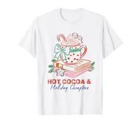 Hot Cocoa e Holiday Chapters Accogliente Lettura Natale Design Maglietta