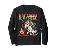 Hot Cocoa Is Magical Unicorn Winter Design Maglia a Manica