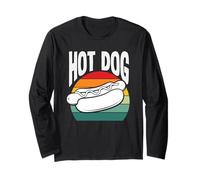 Hot Dog amante retrò tramonto grafica divertente hot dog Maglia a Manica