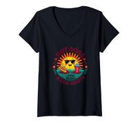 Hot Dog, Bevande Fredde, Cuori Caldi Maglietta con Collo a V, Donna, Nero, S