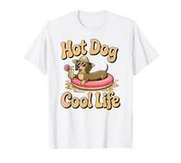 Hot Dog Cool Life, Fun Summer Vibes Weiner Cane in piscina Maglietta