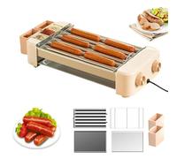 Hot Dog Machine, Hot Dog Roller Machine, Electric Countertop Grill Cooker with Adjustable Temperature 120-250°C for Breakfast Sausages, Rolls, and Egg Rolls