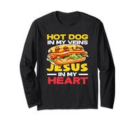 Hot dog nelle mie vene Gesù nel mio cuore amante degli hot dog Maglia a Manica
