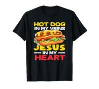 Hot dog nelle mie vene Gesù nel mio cuore amante degli hot dog Maglietta