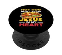 Hot dog nelle mie vene Gesù nel mio cuore amante degli hot dog PopSockets PopGrip Adesivo