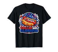 Hot Dog Patriottico alla griglia e Glorioso Maglietta