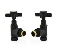 Hot Flow | Bayou - Valvole radiatore manuale tradizionale a testa incrociata (coppia) (nero testurizzato)