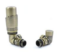 Hot Flow | Valvola termostatica moderna TRV angolare a cascata (coppia) (ottone anticato)