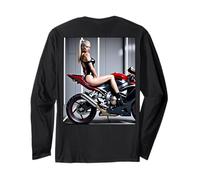 Hot Girl on T-Shirt da Uomo - Modello su Stampa Posteriore Moto Maglia a Manica