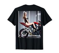 Hot Girl on T-Shirt da Uomo - Modello su Stampa Posteriore Moto Maglietta