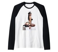 Hot Girl su T-shirt per uomo - "Bad Kitty" Pinup Girl Cutout Maglia con Maniche Raglan