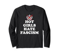 Hot Girls Hate Fascism Resist Fascism Antifascism No Fascism Maglia a Manica