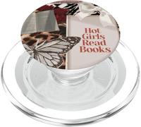 Hot Girls Read Books Leopard Ball 8 Y2K Reader rosa PopSockets PopGrip per MagSafe