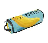 Hot Hair Tools Borsa da viaggio con cuscinetto resistente al calore, antipolvere, borsa da viaggio per piastre, piastre, arricciacapelli, Hello Cartoon Cute Yellow Banana essenziale da donna, Ciao