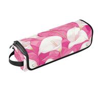 Hot Hair Tools - Borsa da viaggio con cuscinetto resistente al calore, grande capacità, organizer per piastre per capelli, arricciacapelli, asciugacapelli, calle vintage, rosa caldo e bianco, da