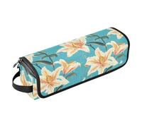 Hot Hair Tools Borsa da viaggio con cuscinetto resistente al calore, grande custodia da viaggio per ferro arricciacapelli, piastra per capelli piatti, borsa da viaggio vintage turchese giglio da donna