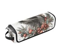 Hot Hair Tools Borsa da viaggio con tappetino in ferro a doppio strato custodia da viaggio per strumenti caldi Ferri arricciacapelli Ferri piatti Volumizer Styler, Merry Christmas Raccoon Women