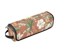 Hot Hair Tools Borsa da viaggio con tappetino in ferro antipolvere, borsa da viaggio per piastre, piastre, arricciacapelli, fiori estivi, begonia farfalle, accessori per capelli in terracotta