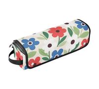 Hot Hair Tools Borsa da viaggio con tappetino in ferro rimovibile Accessori per lo styling dei capelli Organizzatore per arricciacapelli Piastra Asciugacapelli piatto, fiori rossi e blu semplice