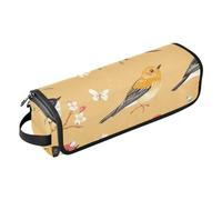 Hot Hair Tools - Borsa da viaggio con tappetino resistente al calore, a doppio strato, custodia da viaggio per straigheners, ferro arricciacapelli, asciugacapelli, fumetto carino, uccellini, oro