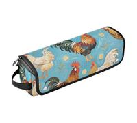 Hot Hair Tools - Borsa da viaggio con tappetino rimovibile resistente al calore, a doppio strato, custodia da viaggio per piastre, piastre, ferro arricciacapelli, pittura artistica blu con animali di
