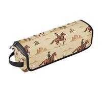 Hot Hair Tools Borsa da viaggio con tappetino rimovibile resistente al calore borsa da viaggio piastra per ferri da stiro piastra piastra arricciacapelli vintage cowboy cavallo deserto beige per