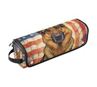Hot Hair Tools - Borsa da viaggio con tappetino rimovibile resistente al calore, impermeabile, per arricciacapelli, ferro arricciacapelli, asciugacapelli, pastore tedesco vintage, bandiera americana