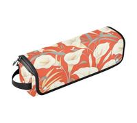 Hot Hair Tools Borsa da viaggio e tappetino resistente al calore con cerniera Ferro arricciacapelli da viaggio Borsa da viaggio per ferro arricciacapelli piastra asciugacapelli piatto, calla giglio