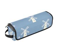 Hot Hair Tools Borsa da viaggio e tappetino resistente al calore, custodia portatile per strumenti caldi, ferro arricciacapelli, piastra volumizzante per capelli, mulino a vento, blu e bianco