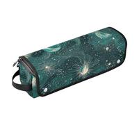 Hot Hair Tools Borsa da viaggio e tappetino resistente al calore, grande custodia da viaggio per ferro arricciacapelli, piastra per capelli piatti, tarocchi verdi e oro astrologia luna