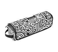 Hot Hair Tools Borsa da viaggio e tappetino resistente al calore Grande custodia da viaggio per strumenti caldi Ferro arricciacapelli Ferri piatti Volumizer Styler, nero e bianco linee semplici