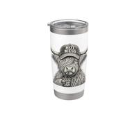 Hot Mess Highland Cow Coffee Lover Cute Fluffy Heifer Bicchiere termico in acciaio inox doppia parete