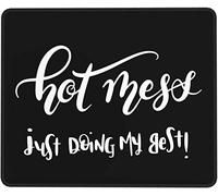 Hot Mess Just Doing My Best Mousepad Tappetino per tastiera quadrato antiscivolo impermeabile, per computer portatile da ufficio 8,3 x 10,3 pollici