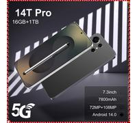 Hot New 14T Pro Smartphone 5G 7.3HD 22G + 2TB Doppia scheda SIM Telefono cellulare Android 14 72MP + 108MP 7800mAh Telefoni cellulari sbloccati
