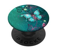 Hot Pink Teal Butterfly Cute Blue Butterflies Dark Turquoise PopSockets PopGrip Adesivo