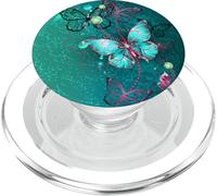 Hot Pink Teal Butterfly Cute Blue Butterflies Dark Turquoise PopSockets PopGrip per MagSafe