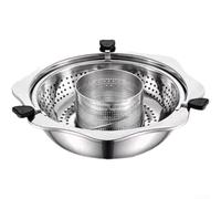 Hot Pot Doppio Scomparto 38cm per 2 Sapori | Meccanismo rotante 360°, sollevamento per facile, niente mestolo, acciaio , design moderno
